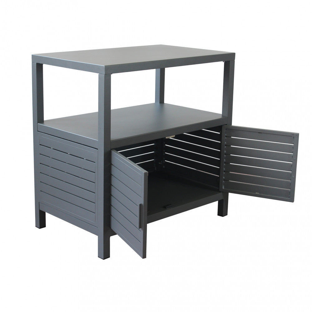 PHOENIX CABINET. Structure in WHITE or ANTHRACITE painted aluminum. Dimensions: 90 x 55 x 90 h cm.