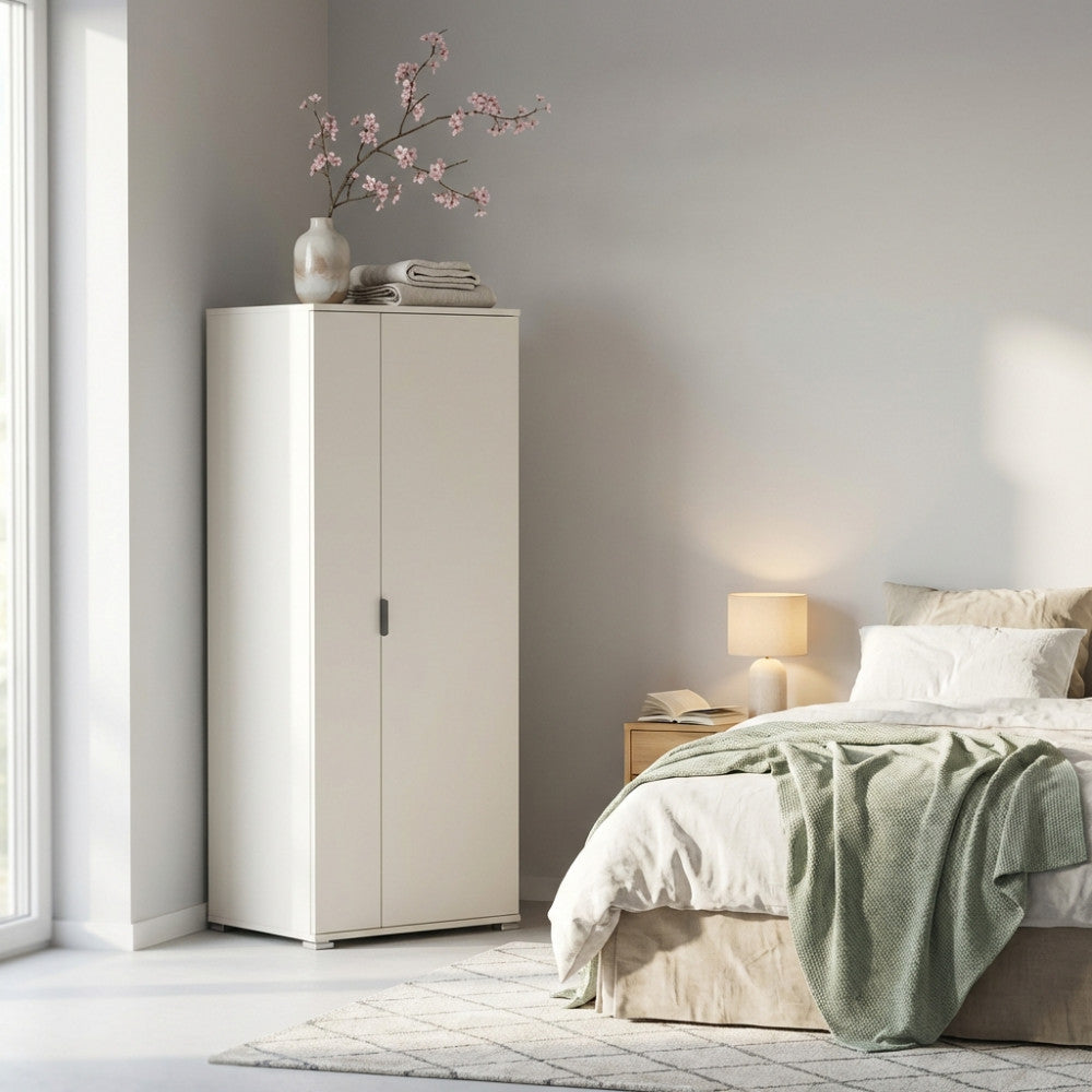 LEWIS 2-DOOR WARDROBE 180 WHITE. Dimensions: 75 x 38 x 174 h cm.