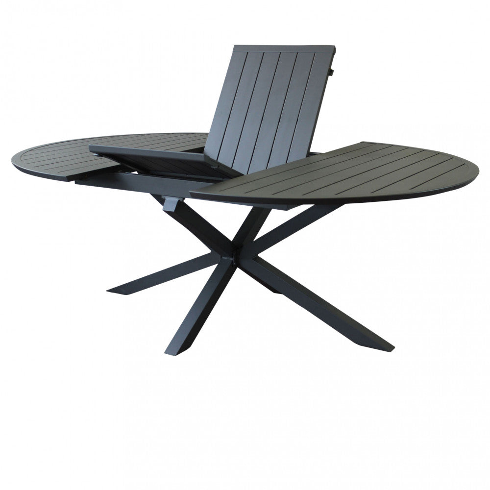 EXTENDABLE CAMELOT ROUND TABLE 150/200 X 150. Structure in WHITE or ANTHRACITE painted aluminum. Dimensions: cm ò 150/204 x 150 x 75 h. Garden Furniture