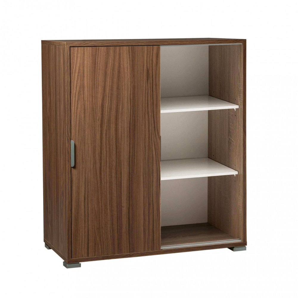 TANGO CABINET WITH 2 SLIDING DOORS IN WALNUT COLOR. Dimensions: 75 x 38 x 85 cm h.