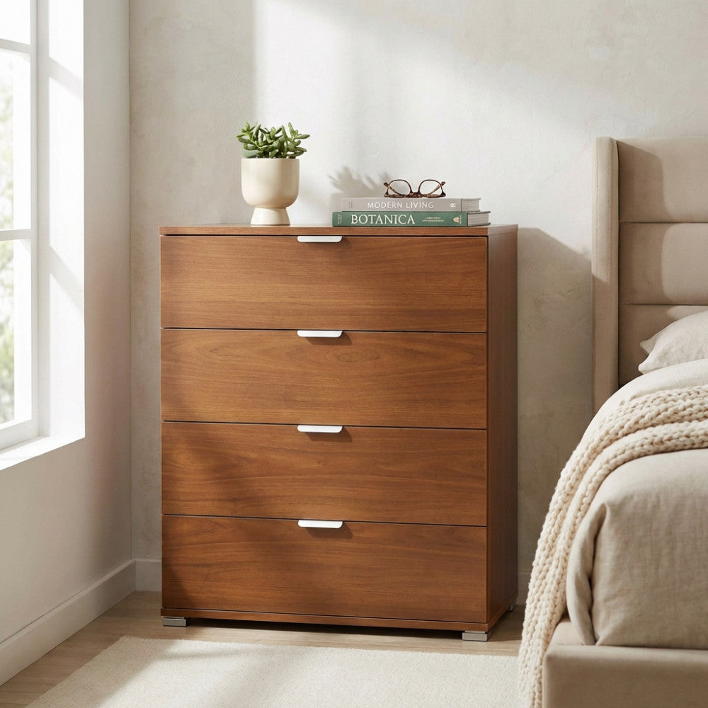 MOBILETTO YUKON 4 CASSETTI TINTA NOCE. Dimensioni: cm 75 x 38 x 85 h.
