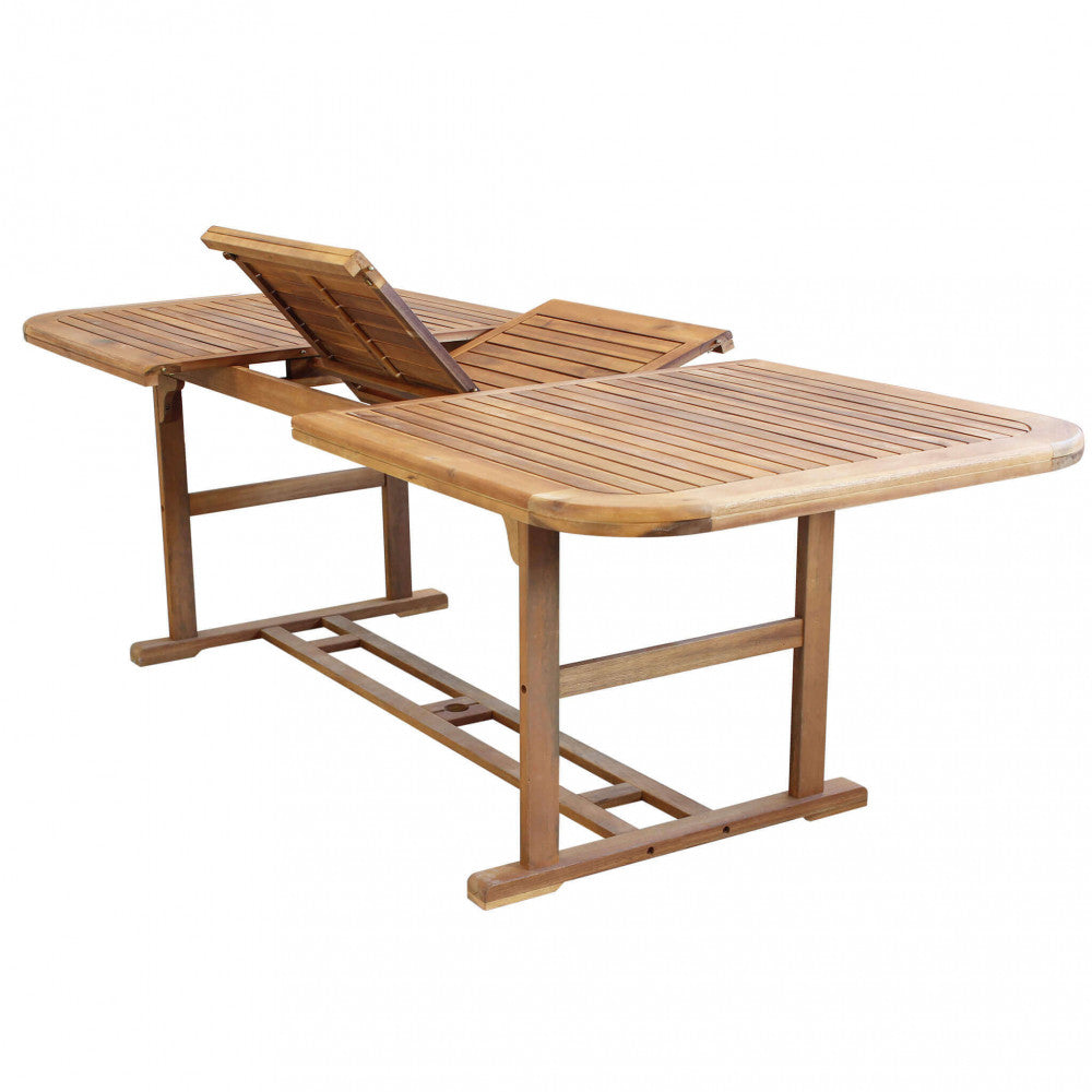 TAVOLO COUNTY RETTANGOLARE 180/240X100 DOUBLE. Legno di Acacia massiccio spessore 44 mm doppio bordo Dimensioni: cm 180/240 x 100 x 74 h. Arredo Giardino