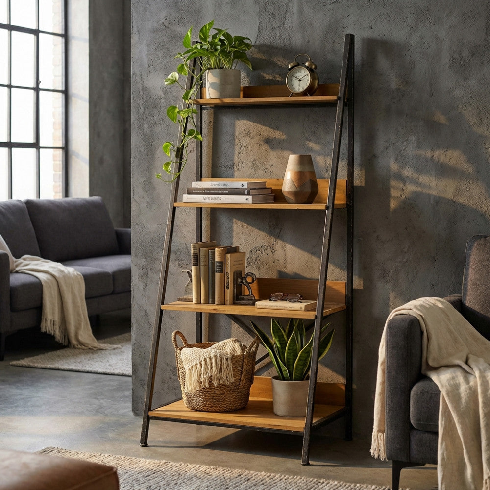 MOBILE BASIL. Mobile in ferro e legno con 4 ripiani Dimensioni: cm 62 x 49,5 x 147 h.