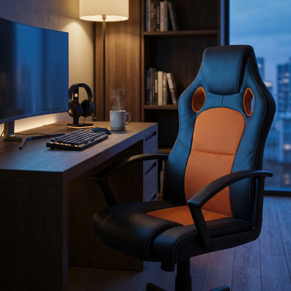 RED AND BLACK UNCHARTED GAMING CHAIR. Dimensions: 61 x 65 x 104-113.5 cm.