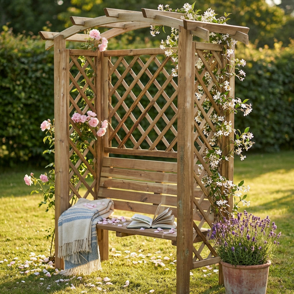 ARCHED PERGOLA 160 X 70 X 190 WITH BENCH. Pressure-treated pine. Dimensions: 160 x 70 x 190 cm. Garden Furniture.