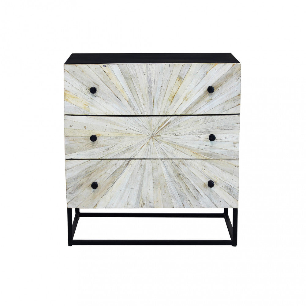 KIMBALL CABINET. Naturally decorated cabinet with 3 mango wood drawers and an iron frame. Dimensions: 75 x 45 x 81 cm.