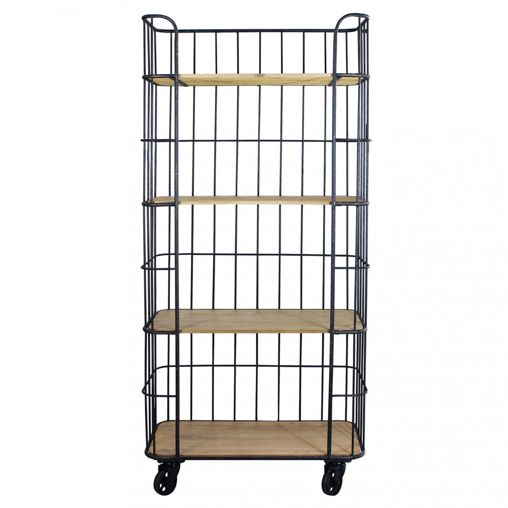 MOBILE AMYAS. Mobile in ferro e legno con 4 ripiani Dimensioni: cm 77 x 39,5 x 168 h.