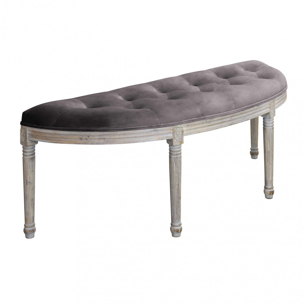 MARGI BENCH IN TAUPE VELVET. Dimensions: 125 x 45 x 48 cm h.