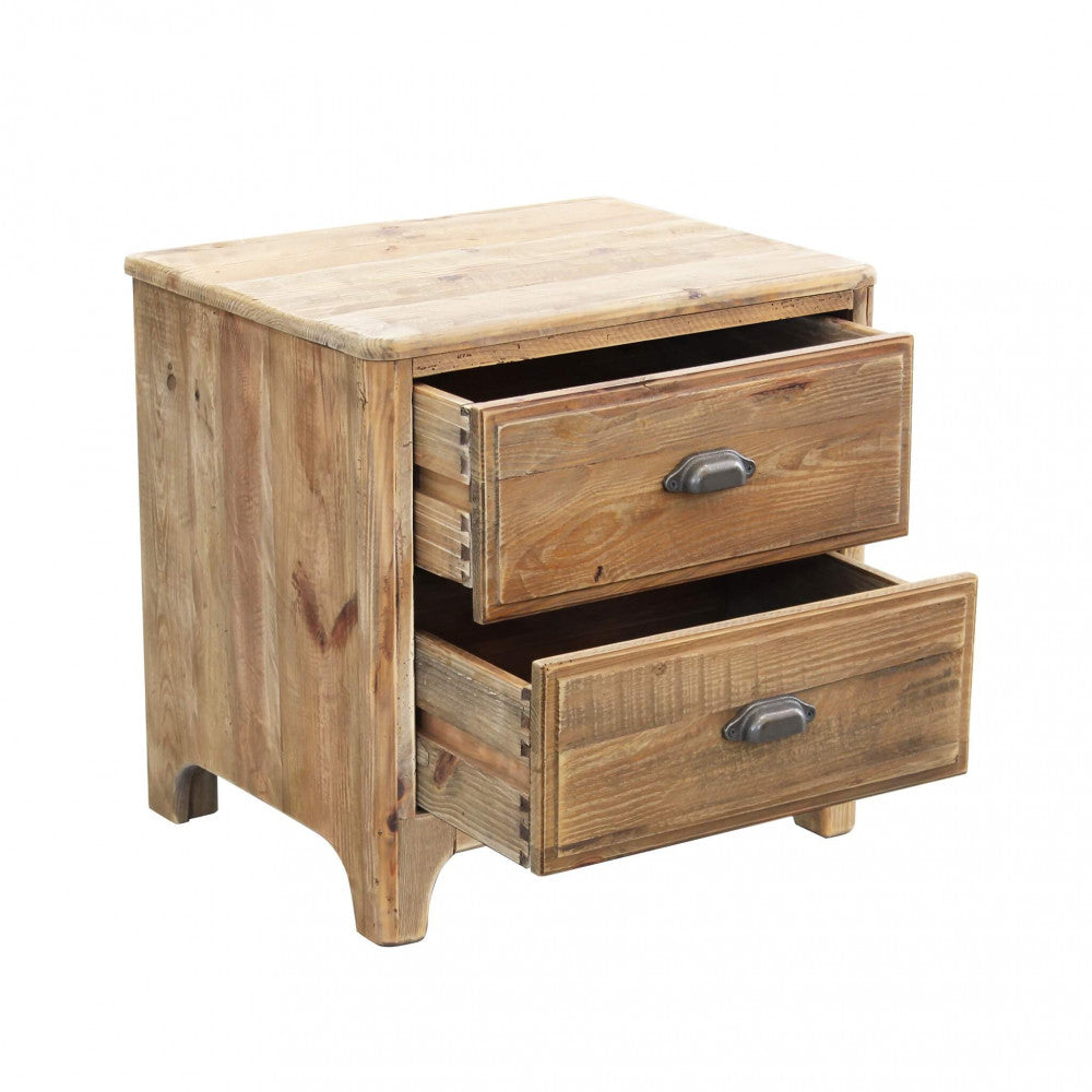 MOBILETTO GALEN. Mobiletto con 2 cassetti in legno di pino riciclato Dimensioni: cm 55 x 45 x 55 h.