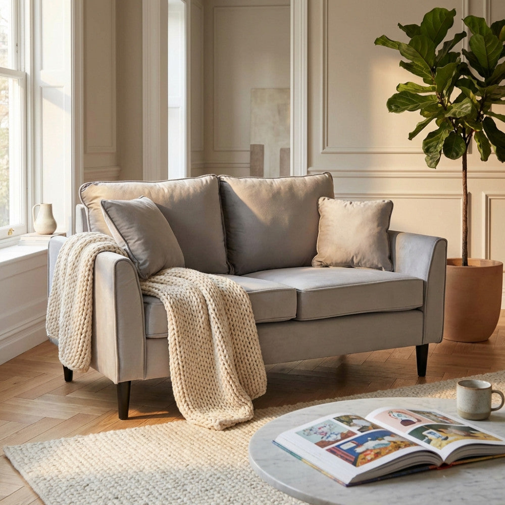 DIVANO 2 P CHANDLER. Divano in velluto TORTORA, BORDEAUX, GRIGIO o BLU Dimensioni: cm 152 x 81 x 89 h.