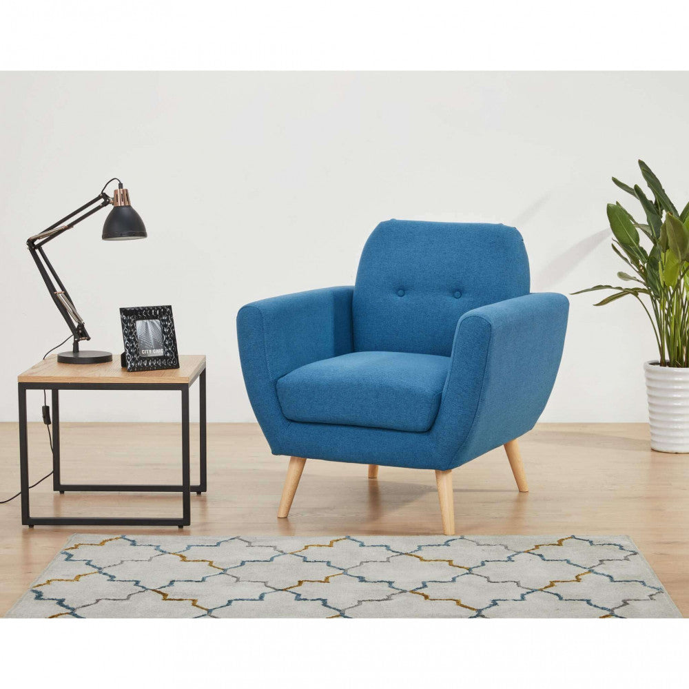 POLTRONA BURTON. Poltrona GRIGIO CHIARO, GRIGIO SCURO o BLU con bottoni e gambe in polipropilene Dimensioni: cm 84 x 79 x 86 h.