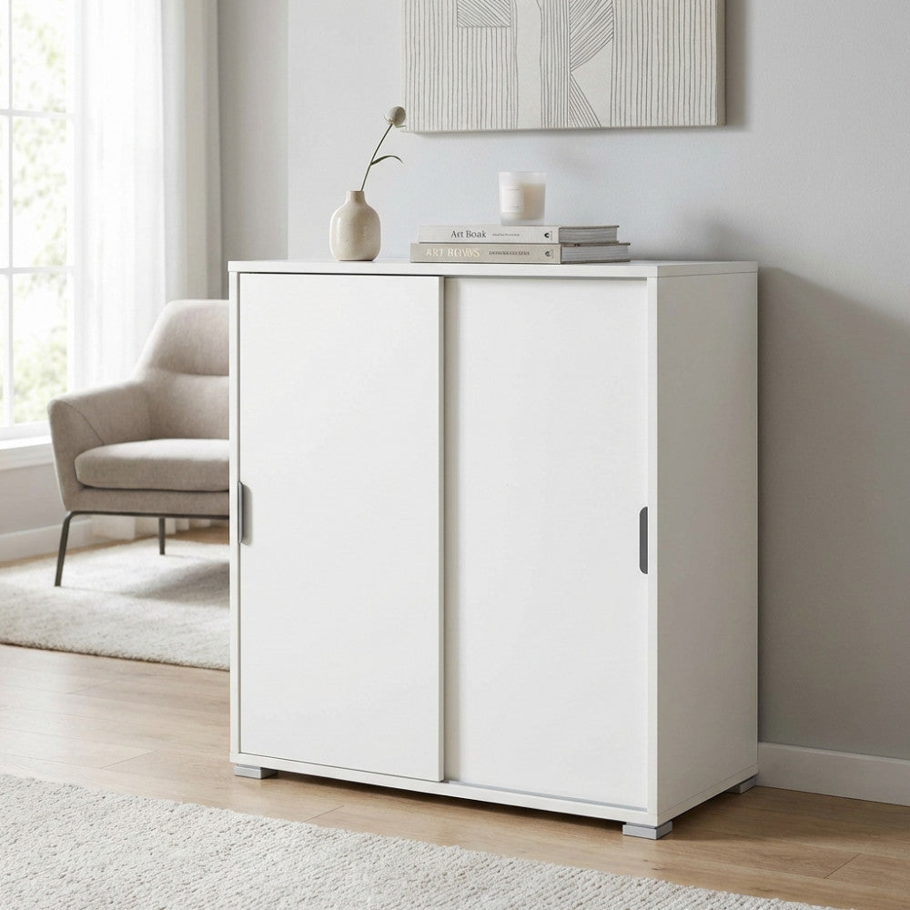 MOBILETTO TANGO 2 ANTE SCORREVOLI BIANCA. Dimensioni: cm 75 x 38 x 85 h.