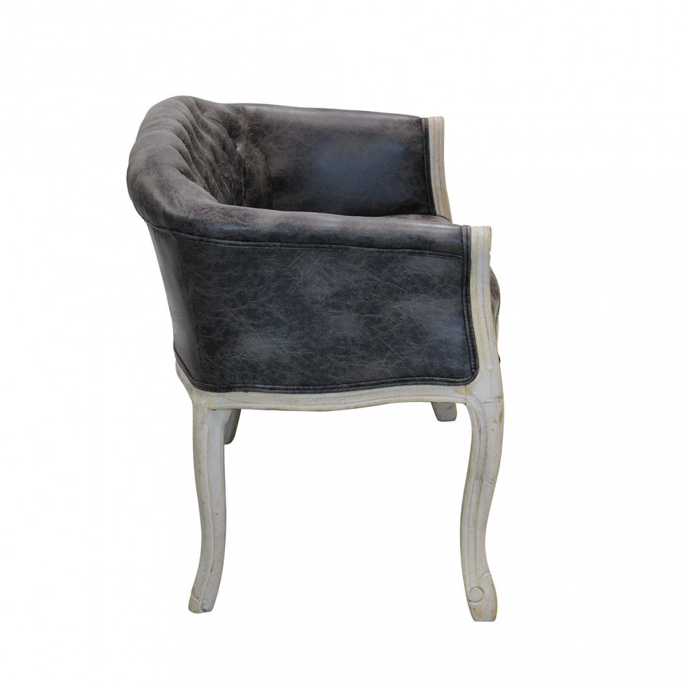 COLEMAN SOFA IN VINTAGE GREY FAUX LEATHER. Dimensions: 107 x 61 x 70 cm h.