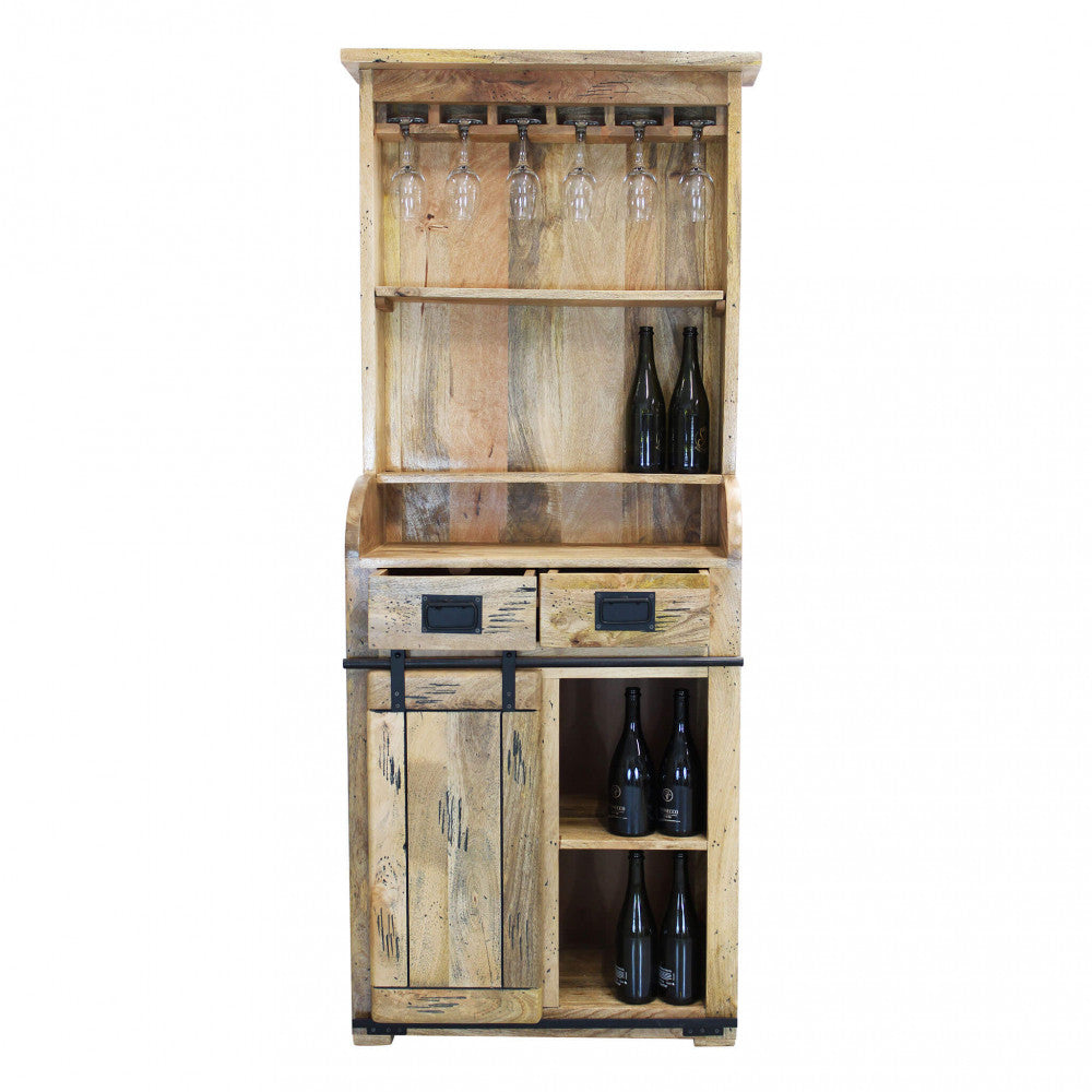 MOBILE YORICK. Mobile in legno di mango con 1 anta scorrevole, 2 ripiani, 2 cassetti Dimensioni: cm 90 x 40 x 190 h.