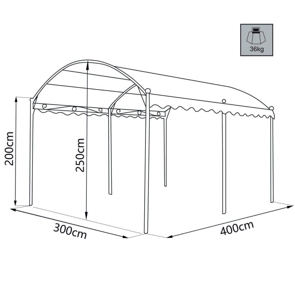 GAZEBO ARCO 3 X 4. Telo in poliestere AVORIO 290 gr struttura in metallo antracite Dimensioni: m 3 x 4. Arredo Giardino