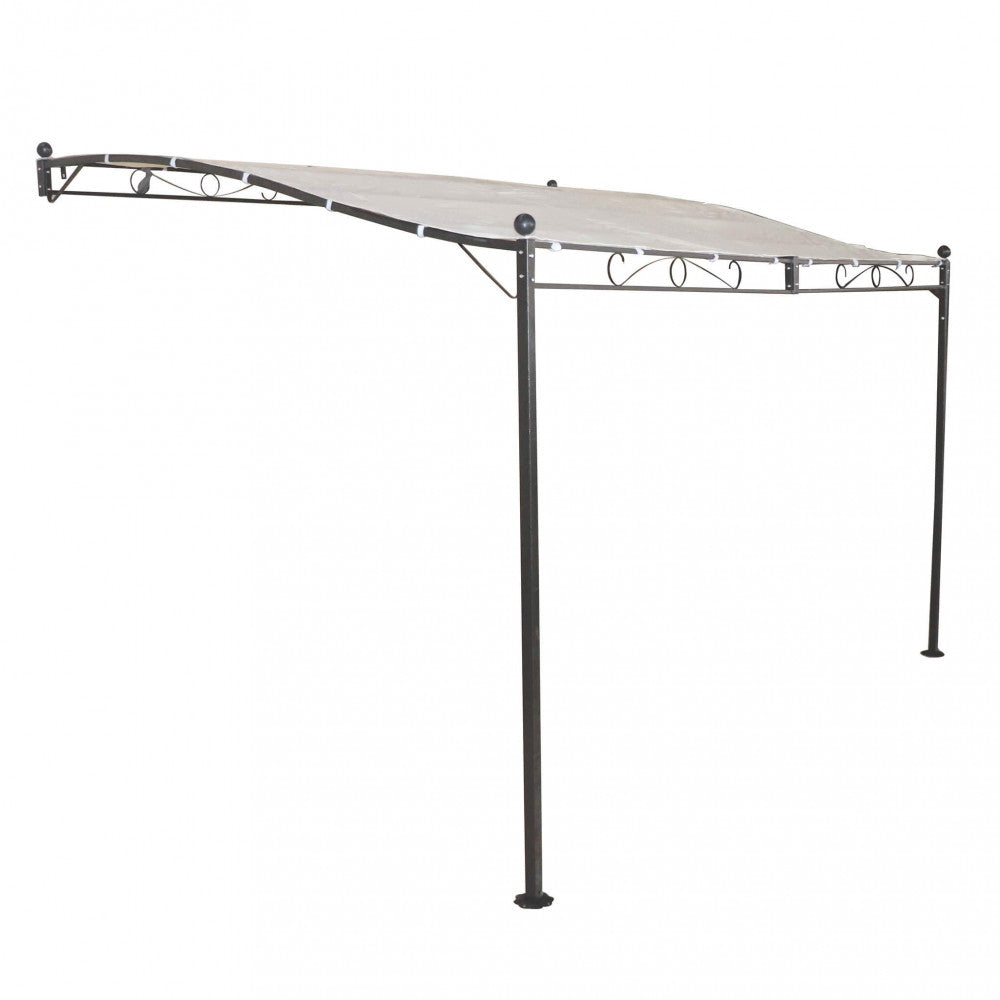GAZEBO PERGOLA ADDOSSATO 3,5 x 2,5. Telo in poliestere AVORIO 180 gr struttura in metallo ANTRACITE gambe 50 x 50 mm Dimensioni: m 3,5 x 2,5. Arredo Giardino