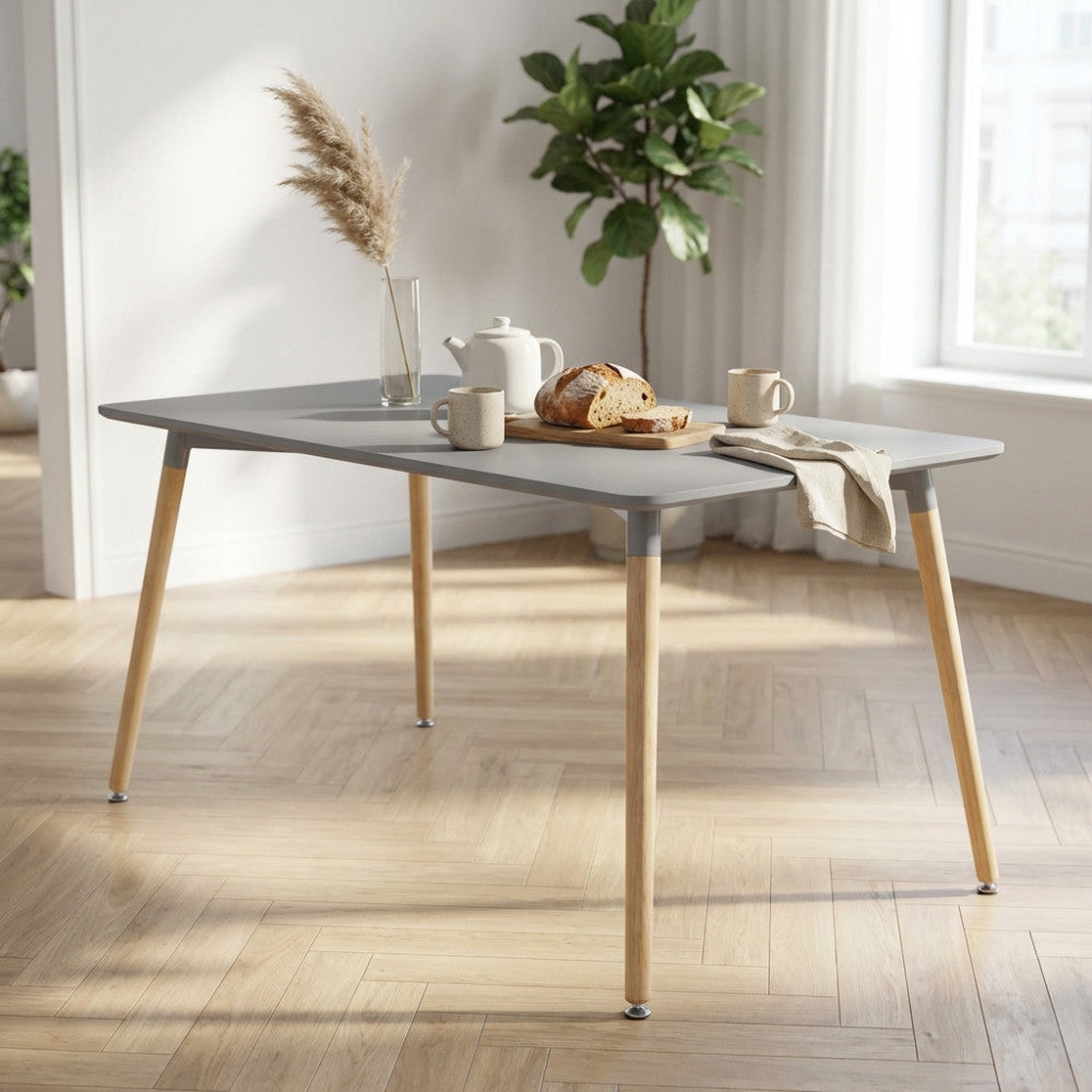 LIONE TABLE 120 X 80 GREY. Grey ABS top, wooden legs. Dimensions: 120 x 80 x 75 cm. Garden furniture.