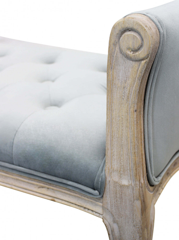MADELYN BENCH IN GREY VELVET. Dimensions: 113 x 48 x 45/60 h cm.