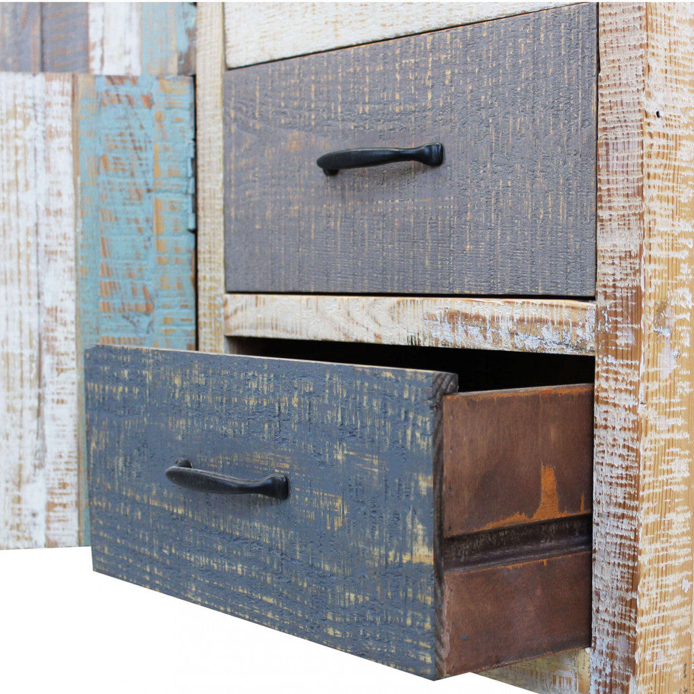 MOBILE EDISON. Mobile con 4 cassetti e 4 ante in legno colorato Dimensioni: cm 100 x 40 x 86 h.