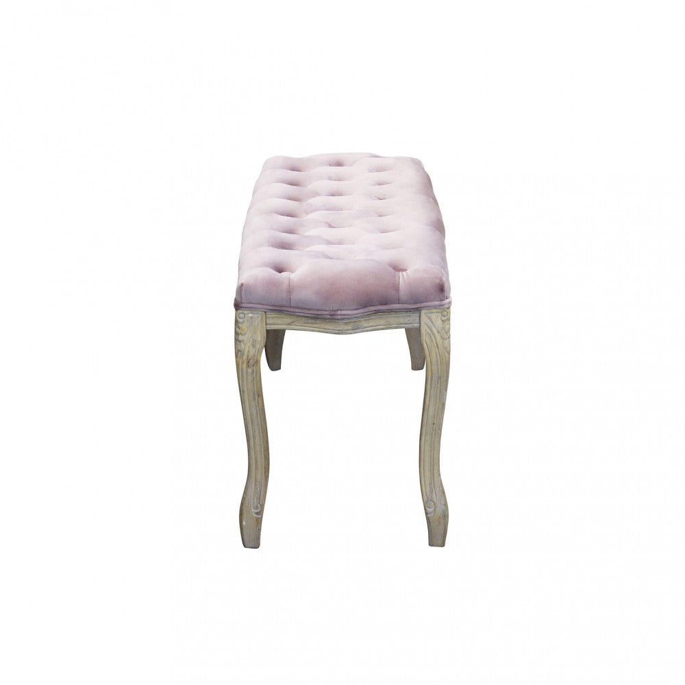 MISTY BENCH IN PINK VELVET. Dimensions: 110 x 36 x 47 cm h.