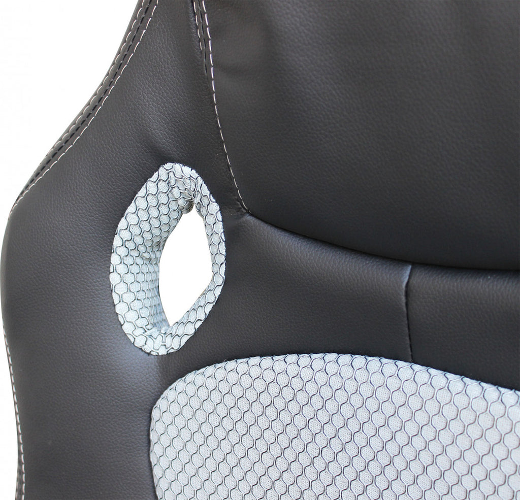 UNCHARTED GREY AND BLACK GAMING CHAIR. Dimensions: 61 x 65 x 104-113.5 cm.