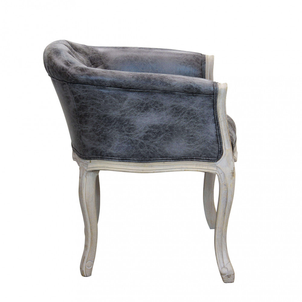 POLTRONA COREEN IN ECOPELLE VINTAGE GRIGIO. Dimensioni: cm 61 x 61 x 71 h.
