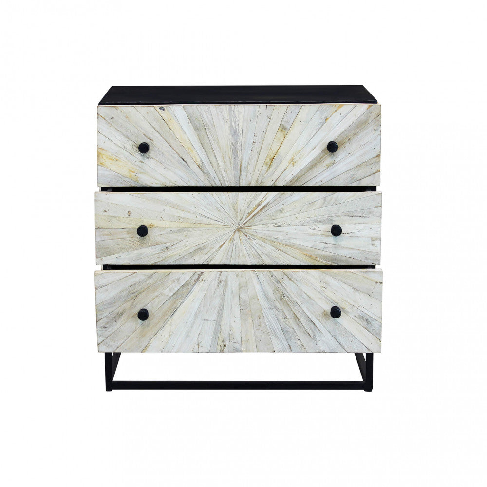 KIMBALL CABINET. Naturally decorated cabinet with 3 mango wood drawers and an iron frame. Dimensions: 75 x 45 x 81 cm.