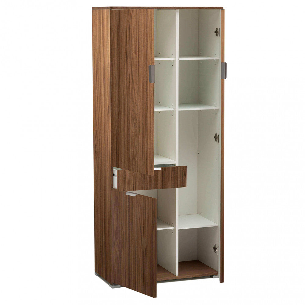 ARMADIO ECO CON 3 ANTE E 1 CASSETTO TINTA NOCE. Dimensioni: cm 75 x 38 x 174 h.