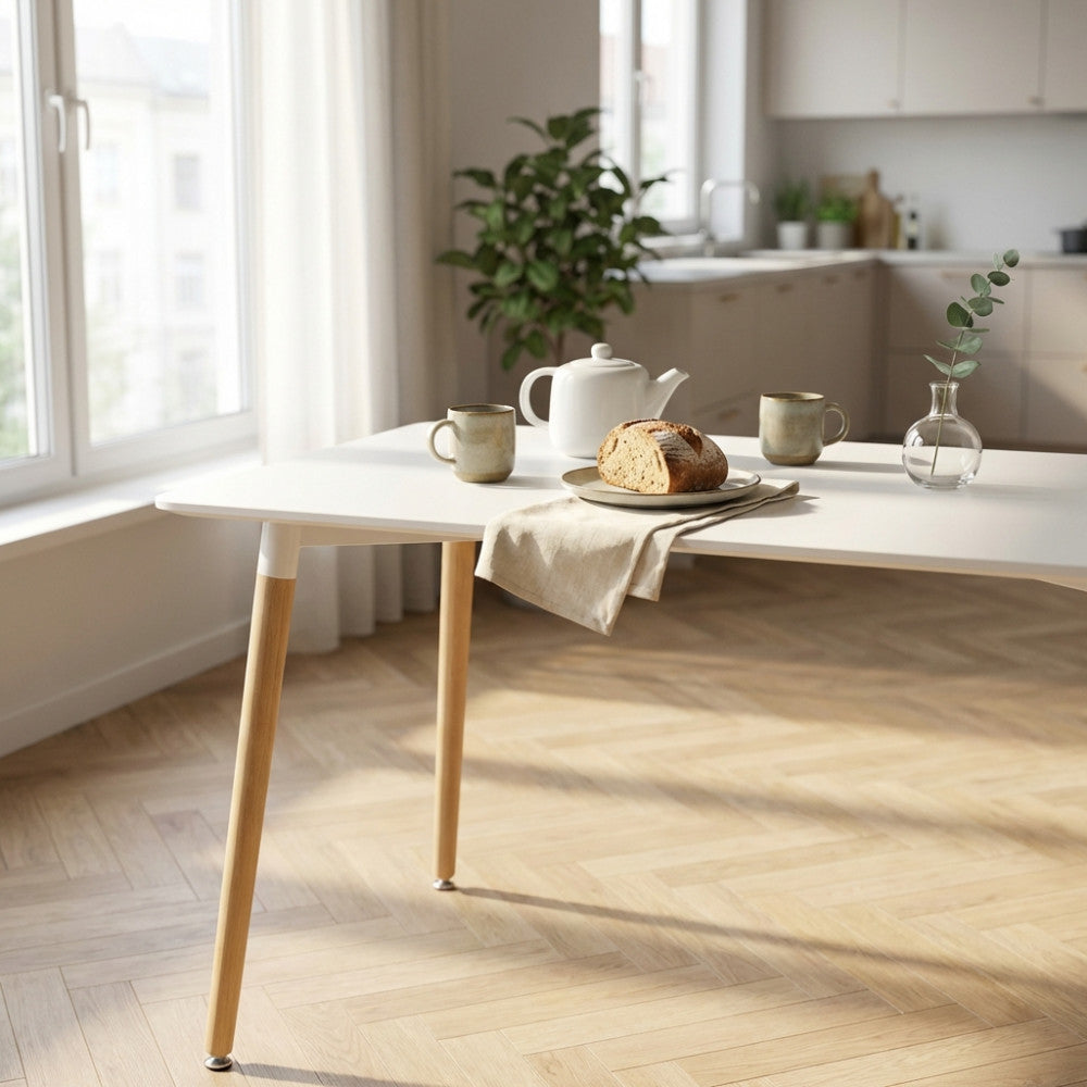 TAVOLO LIONE 120 X 80 BIANCO. Piano in ABS colore bianco, gambe in legno Dimensioni: cm 120 x 80 x 75 h. Arredo Giardino