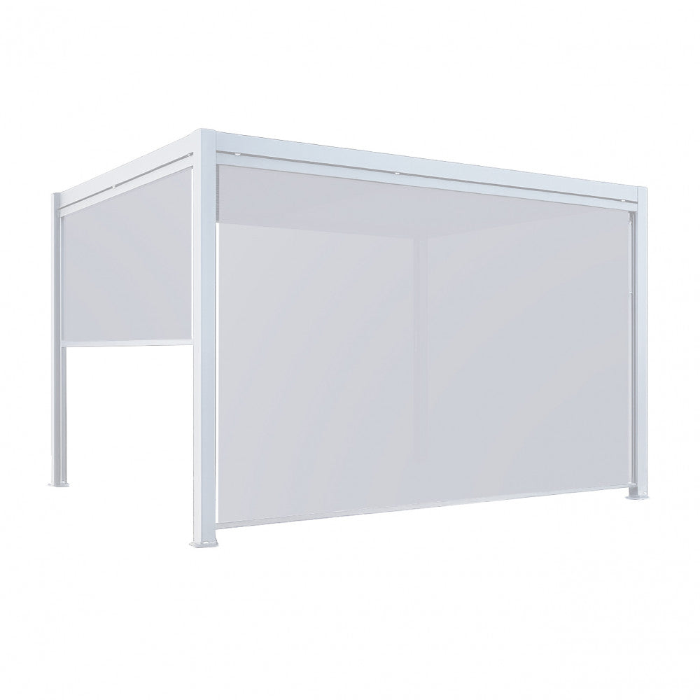 LATERALE PER PERGOLA BIOCLIMATICA 3 X 4. Laterale manuale in textilene ANTRACITE o BIANCO con bordo inferiore in alluminio 25,9x53mm guide in metallo, cassonetto 83x83.8mm Dimensioni: cm 270 x 238. Arredo Giardino