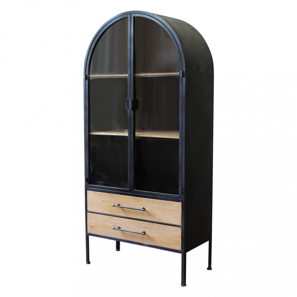 MOBILE CHADWICK. Mobile in ferro e legno con 2 ante, 2 ripiani e 2 cassetti Dimensioni: cm 81,5 x 40 x 180 h.