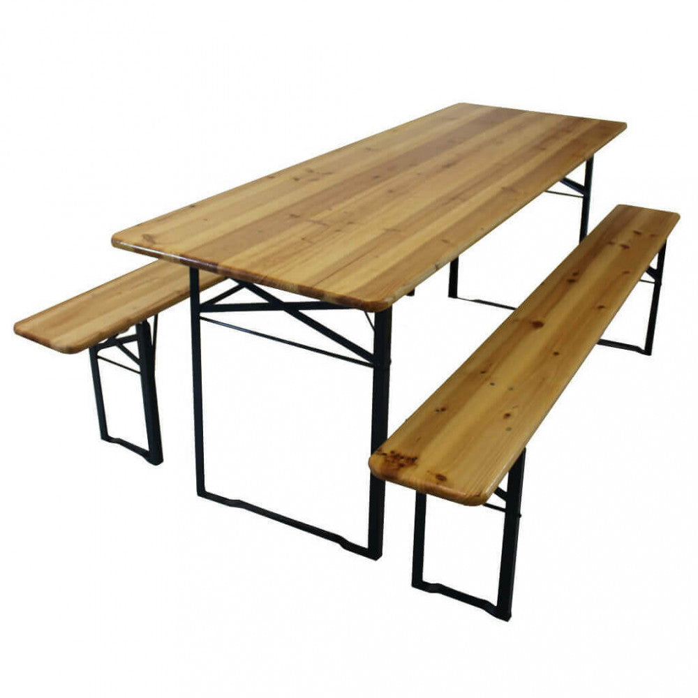 SET BIRRERIA 220 X 70. Legno di abete 28 mm doppia verniciatura panche con due piedi Dimensioni: T.220x70x75/P.220x25x45. Arredo Giardino