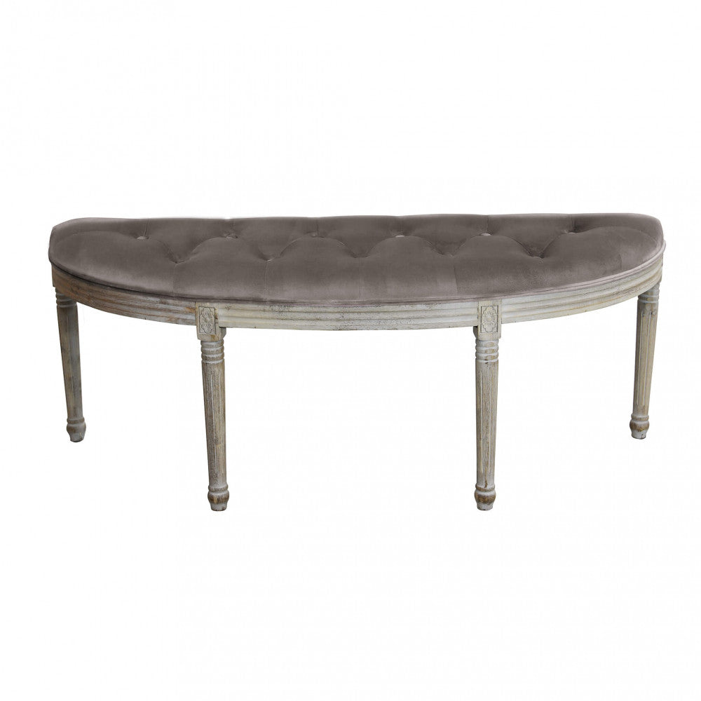 MARGI BENCH IN TAUPE VELVET. Dimensions: 125 x 45 x 48 cm h.