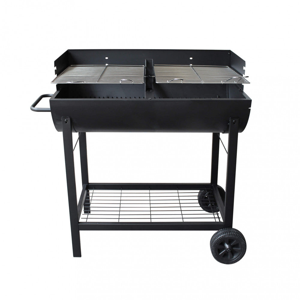 WISCONSIN CHARCOAL BARBECUE. BLACK painted steel structure with 2 grills. Dimensions: 100 x 47 x 94 h cm.