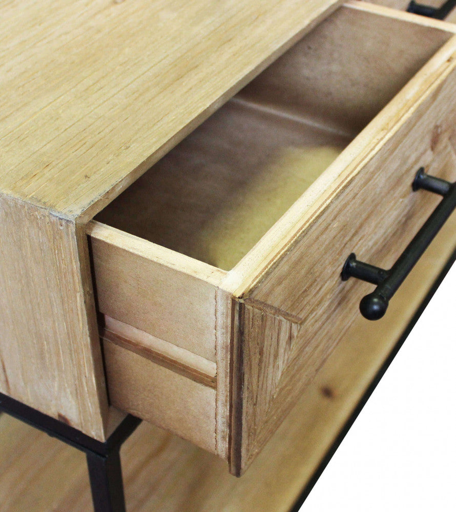 MOBILE BRENDAN. Mobile in ferro e legno con 2 ripiani e 3 cassetti Dimensioni: cm 110,50 x 40 x 76 h.