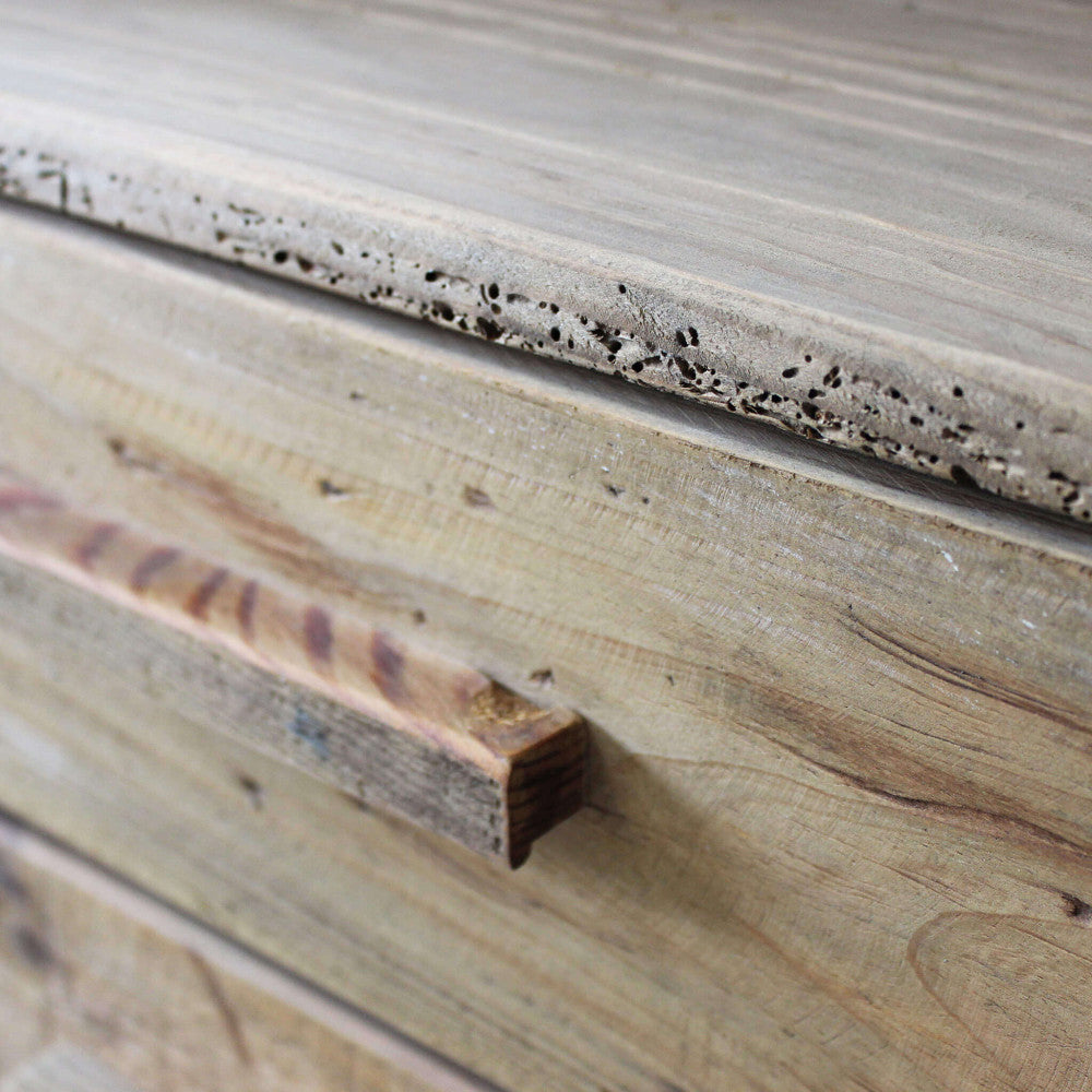COLLIN BOOKCASE. Bookcase with 2 drawers and 4 shelves in recycled pine wood. Dimensions: 60 x 40 x 190 cm h.