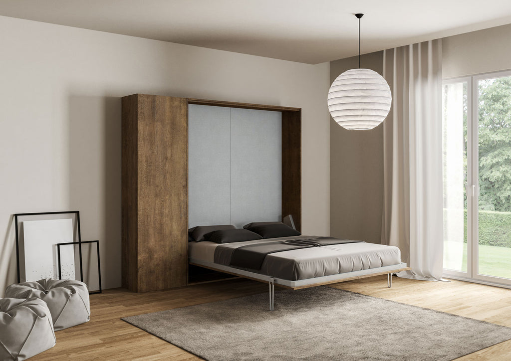 Letto a scomparsa 160 verticale Erbè con colonna Noce