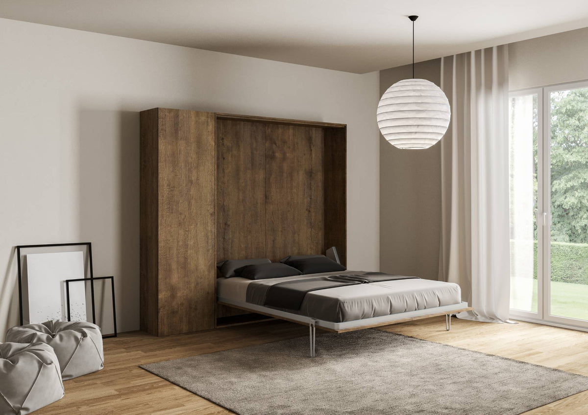 Letto a scomparsa 140 verticale Erbè con colonna Noce