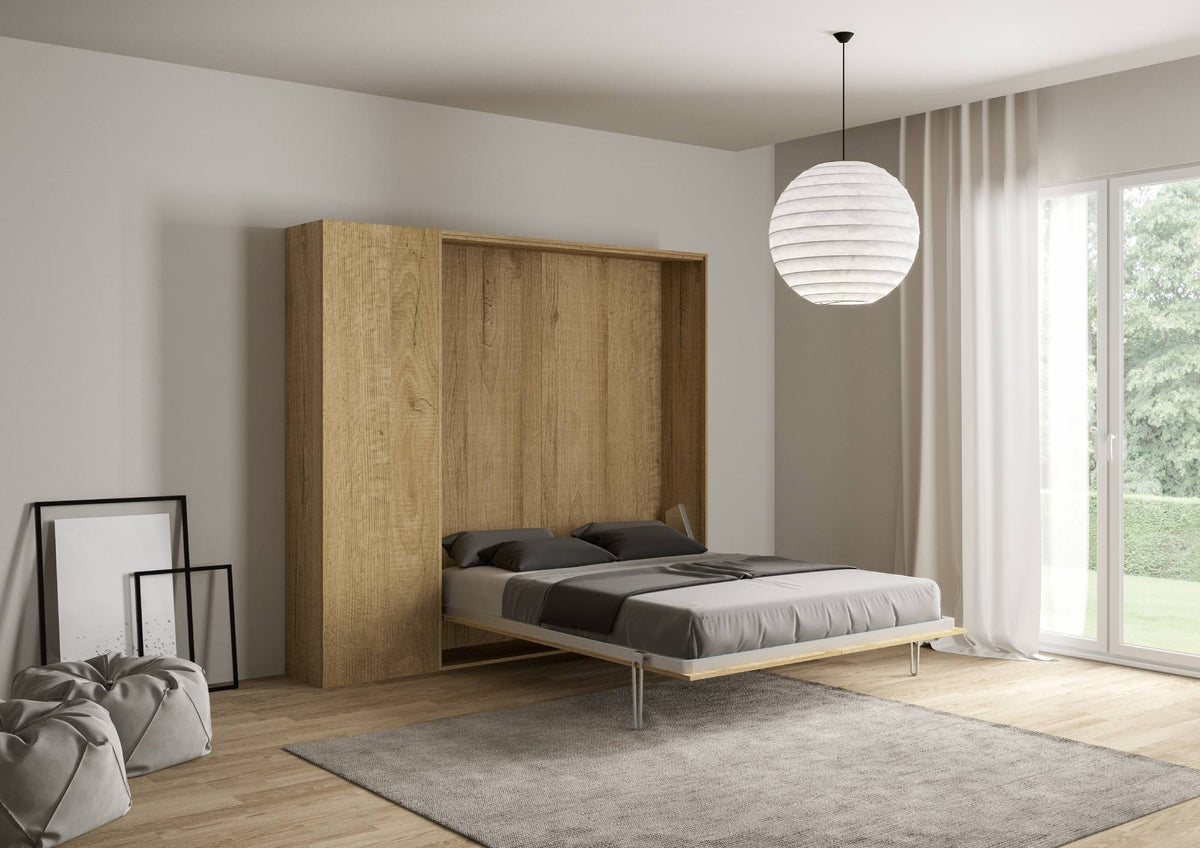 Letto a scomparsa 160 verticale Erbè con colonna Quercia Natura