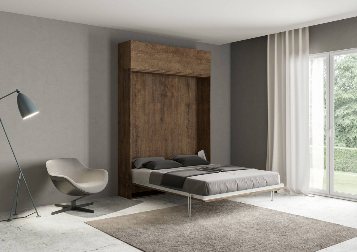 Letto a scomparsa 140 verticale Erbè con pensile vasistas Noce