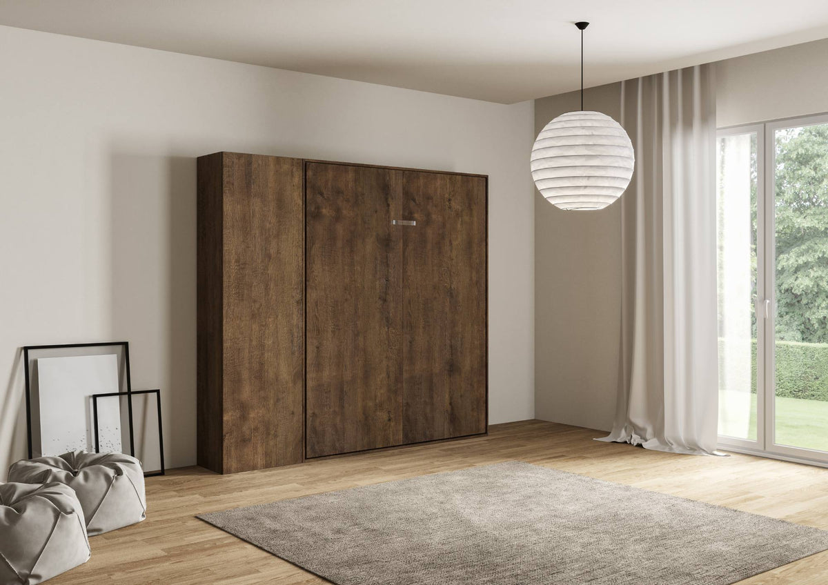 Letto a scomparsa 140 verticale Erbè con colonna Noce