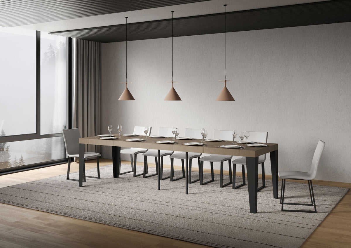 Consolle allungabile 90x40/300 cm Flame Premium Tortora telaio Antracite