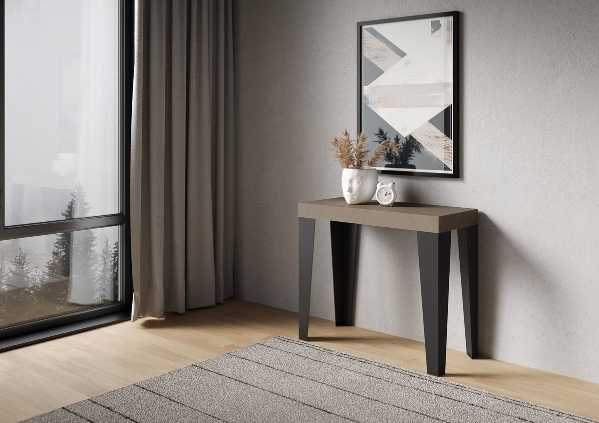 Consolle allungabile 90x40/300 cm Flame Premium Tortora telaio Antracite