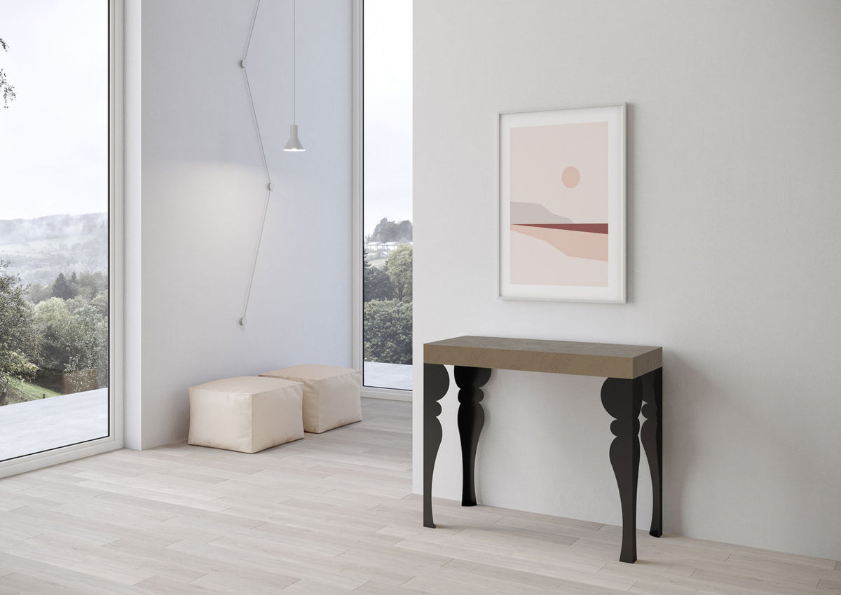 Consolle allungabile 90x40/300 cm Castelminio Premium Tortora telaio Antracite