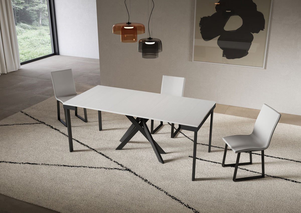 Consolle allungabile 90x40/196 cm Altavilla Small Evolution Bianco Frassino gambe antracite
