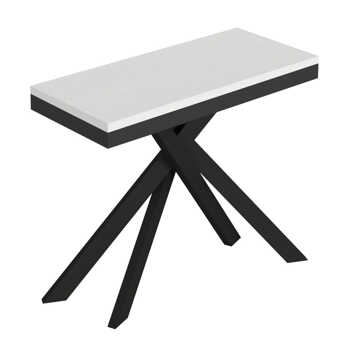 Consolle allungabile 90x40/196 cm Altavilla Small Evolution Bianco Frassino gambe antracite