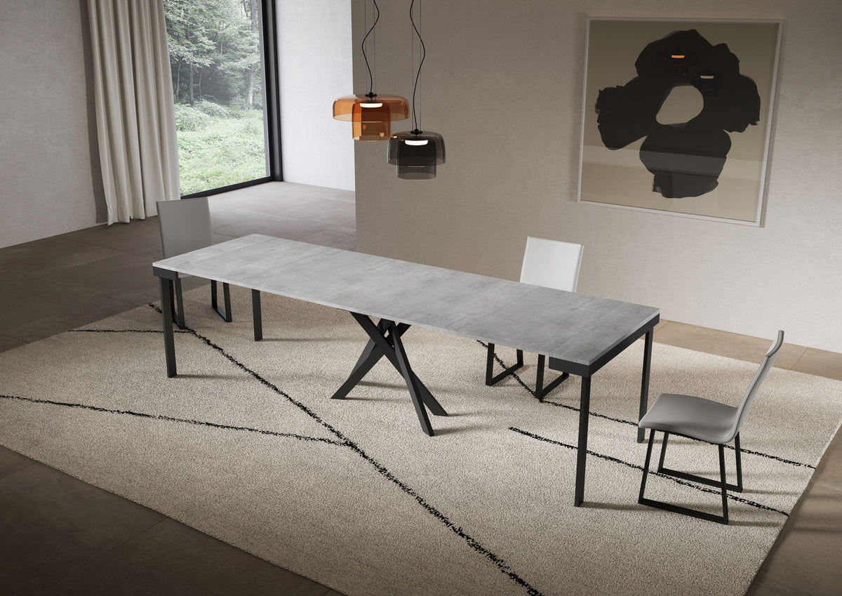 Consolle allungabile 90x40/300 cm Altavilla Evolution Cemento gambe antracite