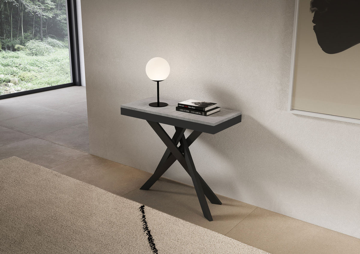 Consolle allungabile 90x40/300 cm Altavilla Evolution Cemento gambe antracite