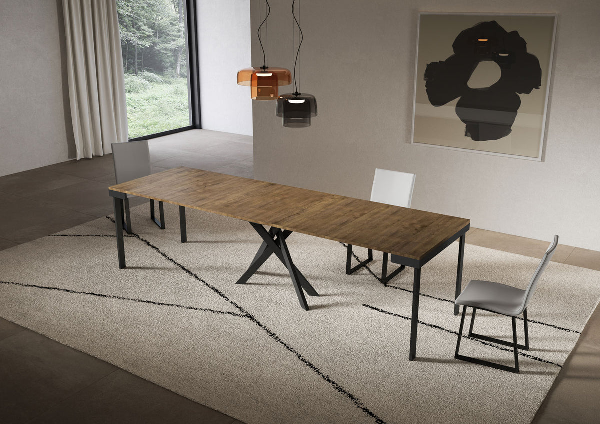 Consolle allungabile 90x40/300 cm Altavilla Evolution Noce gambe antracite
