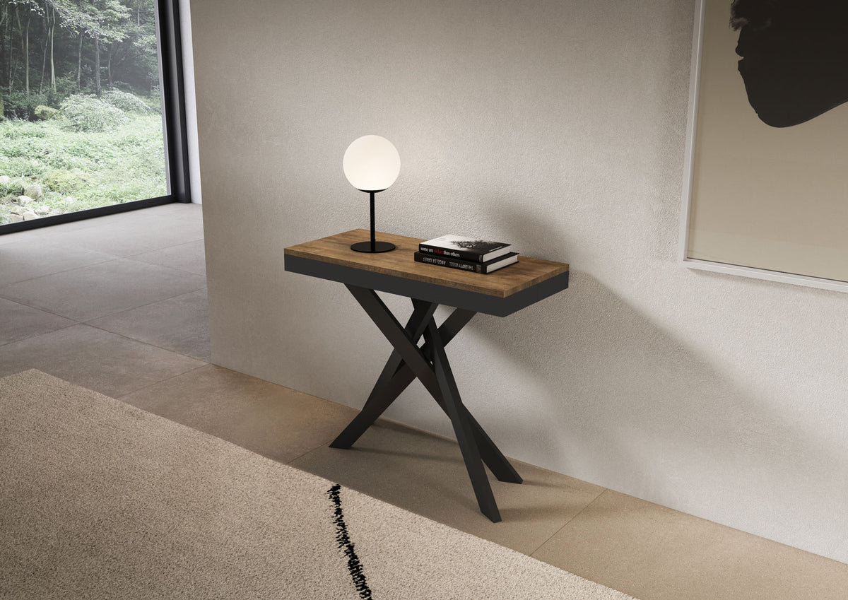 Consolle allungabile 90x40/300 cm Altavilla Evolution Noce gambe antracite